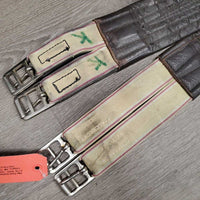 Soft Leather Girth, 2x Els *gc/fair, older, mismatched els, marker, dirt, rough string, v.creased

