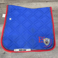 Quilt Dressage Saddle Pad, 2x piping *gc, mnr dirt, stains, hair, pills, rubbed frayed piping, cut tabs
