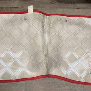 Quilt Dressage Saddle Pad, 2x piping *gc, mnr dirt, stains, hair, pills, rubbed frayed piping, cut tabs