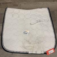 Quilt Dressage Saddle Pad, 1x piping, 1x bling *gc, clean, stains, mnr hair, rubbed binding, marker
