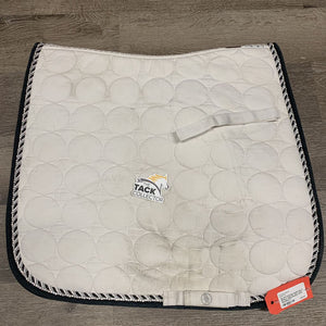 Quilt Dressage Saddle Pad, 1x piping, 1x bling *gc, clean, stains, mnr hair, rubbed binding, marker