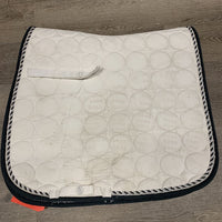 Quilt Dressage Saddle Pad, 1x piping, 1x bling *gc, clean, stains, mnr hair, rubbed binding, marker
