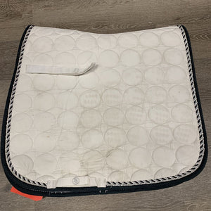 Quilt Dressage Saddle Pad, 1x piping, 1x bling *gc, clean, stains, mnr hair, rubbed binding, marker