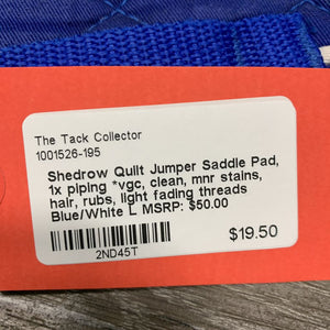 Quilt Jumper Saddle Pad, 1x piping *vgc, clean, mnr stains, hair, rubs, light fading threads