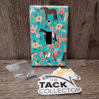 Plastic Outlet Cover, 2 screws "Horses & Flowers" *xc, faded edges
