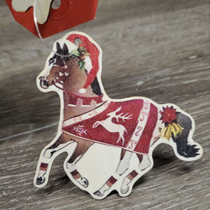 Pr Balsam Wood Horse Ornaments *vgc, no string