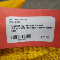Crochet Fly Veil Ear Bonnet, piping, string *like new
