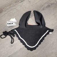 Crochet Fly Veil Ear Bonnet, piping, string *like new
