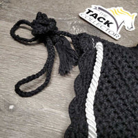 Crochet Fly Veil Ear Bonnet, piping, string *like new
