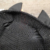 Crochet Fly Veil Ear Bonnet, piping, string *like new
