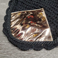Crochet Fly Veil Ear Bonnet, piping, string *like new, loose threads

