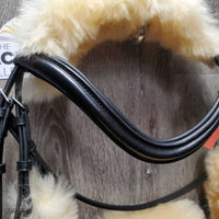 Monocrown Rsd/Padded Dressage Bridle, Fleece Lined, Rubber Web Reins *lik enew
