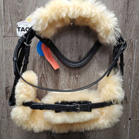 Monocrown Rsd/Padded Dressage Bridle, Fleece Lined, Rubber Web Reins *lik enew
