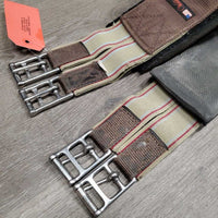 Nylon Web & Neoprene velcro Lined Girth, x2 els, D Ring *gc/fair, dirty, stains, frayed edges & elastic, faded
