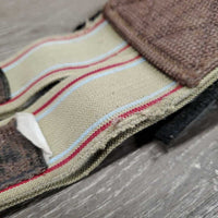 Nylon Web & Neoprene velcro Lined Girth, x2 els, D Ring *gc/fair, dirty, stains, frayed edges & elastic, faded
