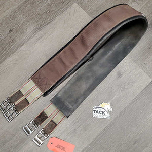 Nylon Web & Neoprene velcro Lined Girth, x2 els, D Ring *gc/fair, dirty, stains, frayed edges & elastic, faded