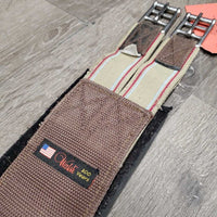 Nylon Web & Neoprene velcro Lined Girth, x2 els, D Ring *gc/fair, dirty, stains, frayed edges & elastic, faded
