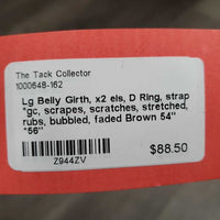 Lg Belly Girth, x2 els, D Ring, strap *gc, scrapes, scratches, stretched, rubs, bubbled, faded
