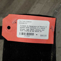 2x Neoprene Ice Boots, 6 elastic inner pockets, 5 x velcro straps *vgc, clean, residue, mnr dust, stains & hair
