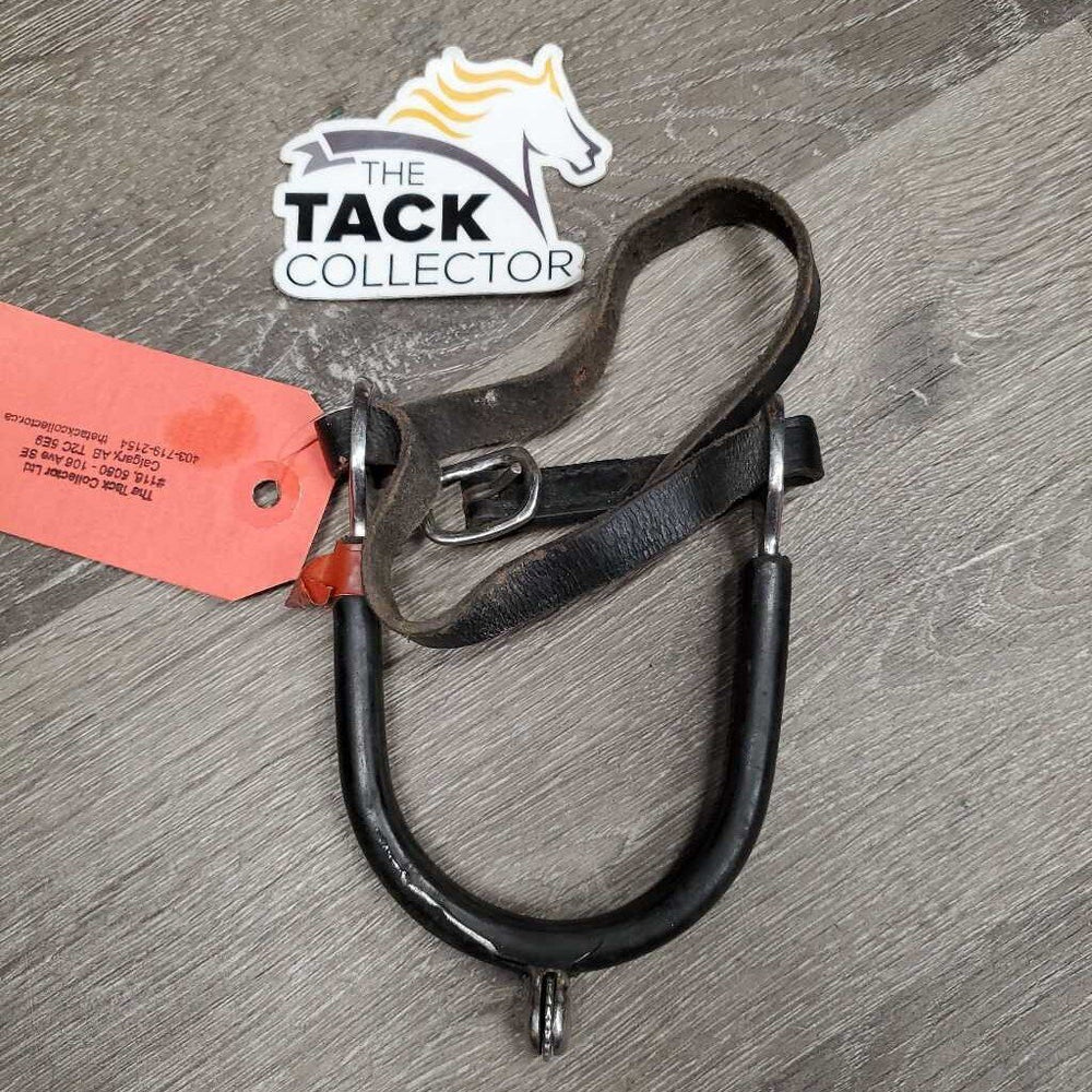 1 Only Rowel Spur, rubber sides, lether spur strap *gc/fair, mnr dirt, taped, rubs, split rubber