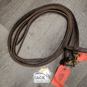 Thin Western Split Reins, snaps *gc/fair, cracked, v.dry, v.stiff, sfcreaped edges