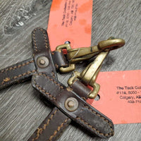 Thin Western Split Reins, snaps *gc/fair, cracked, v.dry, v.stiff, sfcreaped edges
