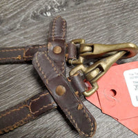 Thin Western Split Reins, snaps *gc/fair, cracked, v.dry, v.stiff, sfcreaped edges
