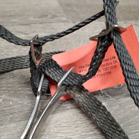 Pr POW Spurs, Braided Nylon Cord Spur Straps *1 BENT, gc, clean, scratches straps: *fair, rus, dirtyy, film
