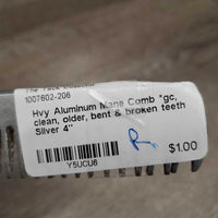 Hvy Aluminum Mane Comb *gc, clean, older, bent & broken teeth
