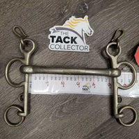 VINTAGE Solid Nickel SS Curved Mullen Mouth Pelham, hooks *no chain, gc, older, stains, scrapes, rubs, residue
