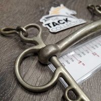 VINTAGE Solid Nickel SS Curved Mullen Mouth Pelham, hooks *no chain, gc, older, stains, scrapes, rubs, residue
