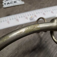 VINTAGE Solid Nickel SS Curved Mullen Mouth Pelham, hooks *no chain, gc, older, stains, scrapes, rubs, residue
