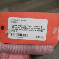 "Nest Combi" 4 Stretchy Exercise Leg Wraps, bag *xc/like new, mnr stains & snags
