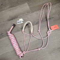Stiff Narrow Nylon Rope Halter, attached Lead Rope *vgc, mnr dirt & stains

