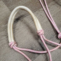 Stiff Narrow Nylon Rope Halter, attached Lead Rope *vgc, mnr dirt & stains

