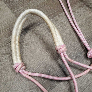 Stiff Narrow Nylon Rope Halter, attached Lead Rope *vgc, mnr dirt & stains
