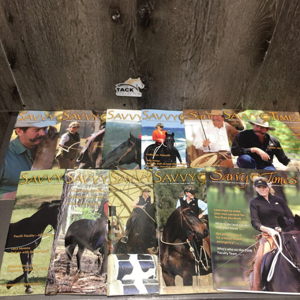 The Official Parelli Savvy Club Magazine: 11 Savvy Times Magazines (2004-2007), Plastic Folder *xc, 1 water damage/stuck pages