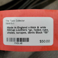 v.thick & wide Stirrup Leathers *gc, faded, rubs, xholes, scrapes, dents
