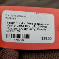 Nylon Web & Neoprene Velcro Lined Cinch, 2x D Rings *fair/gc, v.rusty, dirty, threads
