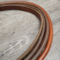 Soft Narrow Rolled Western Split Reins *No Rivets, xc/fair, clean, chewed/torn end

