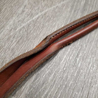 Soft Narrow Rolled Western Split Reins *No Rivets, xc/fair, clean, chewed/torn end