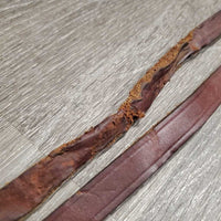 Soft Narrow Rolled Western Split Reins *No Rivets, xc/fair, clean, chewed/torn end
