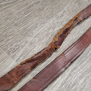 Soft Narrow Rolled Western Split Reins *No Rivets, xc/fair, clean, chewed/torn end