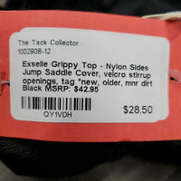 Grippy Top - Nylon Sides Jump Saddle Cover, velcro stirrup openings, tag *new, older, mnr dirt
