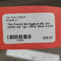 Thin French link Eggbutt Bit, flat center bar *gc, v.dirty
