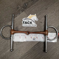 v.thin Full Cheek Snaffle Bit *gc, clean, stains, chewed, rubs, scratches

