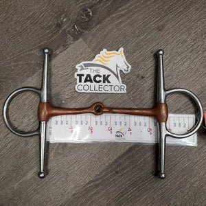 v.thin Full Cheek Snaffle Bit *gc, clean, stains, chewed, rubs, scratches