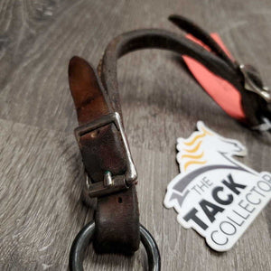 SS Sweet Iron Western Tom Thumb Bit, copper, Leather Chin Strap *gc, rust, v.dirty, scratches, residue, chewed