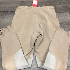 Hvy Cotton Breeches, Zipper *gc, older, faded, wavy seams, pilly edges, hairy velcro, seam hole