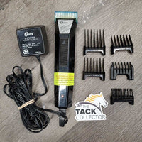 Single Speed Cordless Clippers, Blades, Cover, Charger, 5 Plastic Guards *gc, clean, broken teeth, WORKS (needs charge), older

